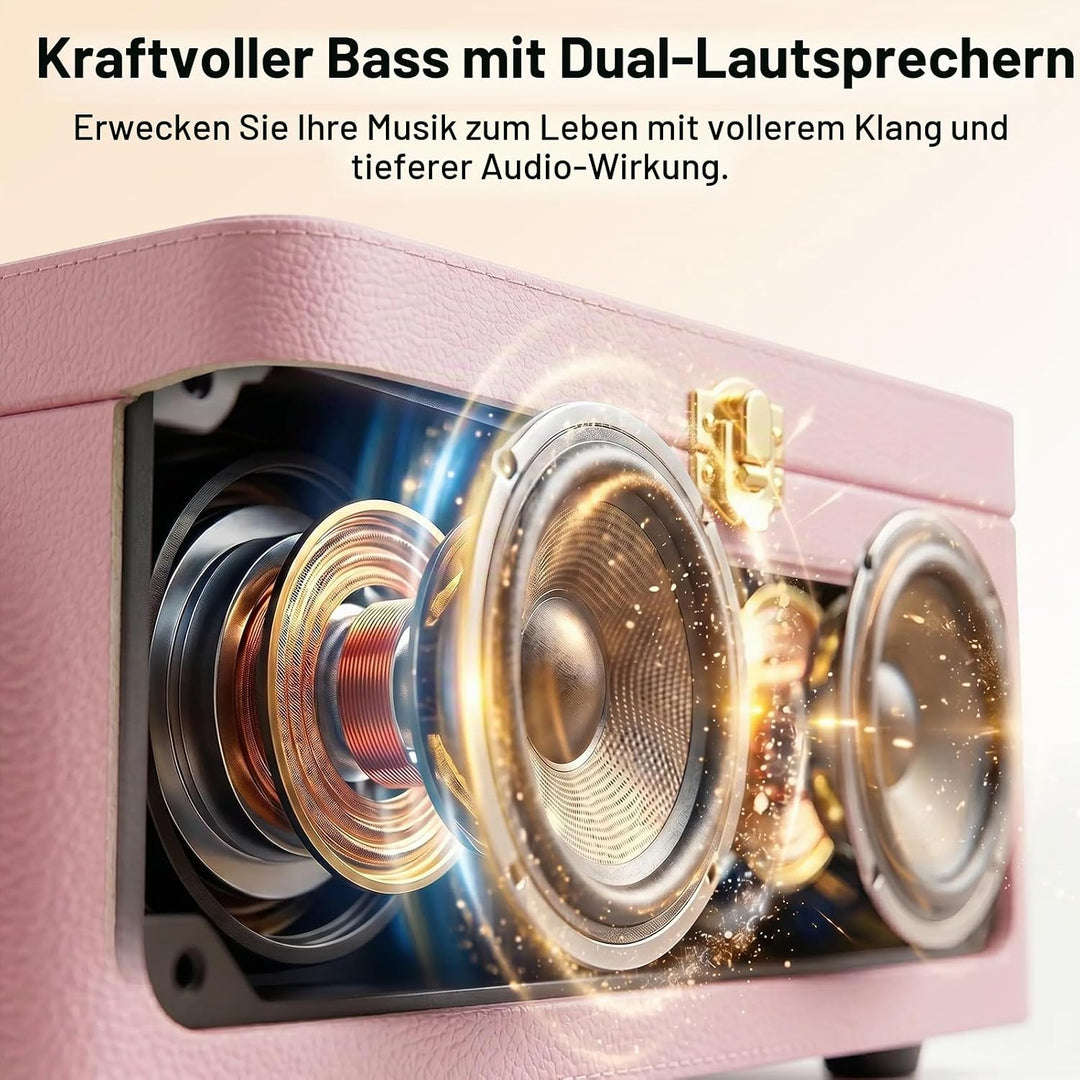 Gueray Tragbarer Bluetooth CD-Player mit Lautsprechern 3600mAh Wiederaufladbarer Vintage CD Spieler