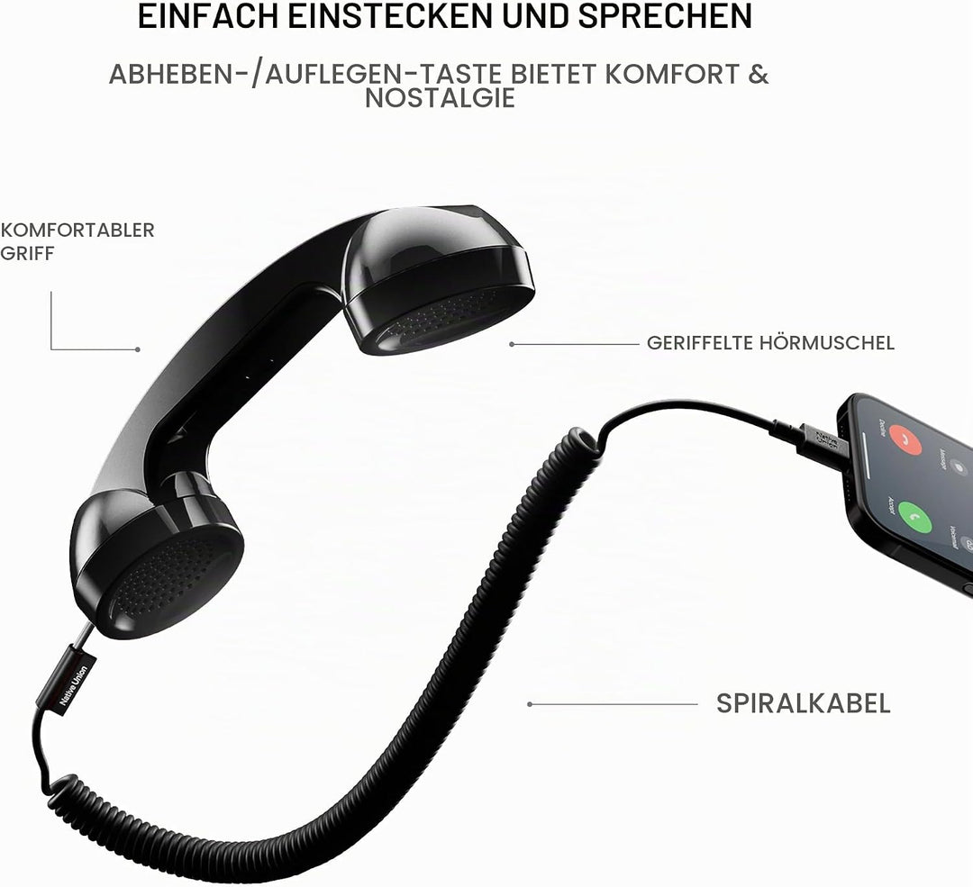 Native Union Pop Phone –Retro-Telefonhörer mit Mikrofon &amp; Lautsprecher, USB-C für iPhone, iPad, Lapt
