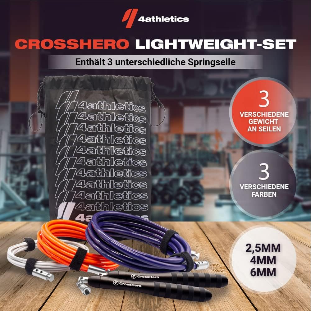 4athletics Premium Springseil Lightweight Set Springseil zum Ganzkörpertraining L - Bis Grösse 189 C