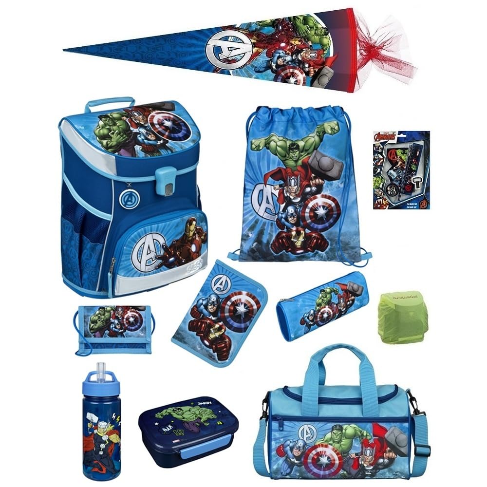 Familando Avengers Schulranzen-Set 17tlg Scooli Campus Fit mit Sporttasche Federmappe gefüllt Schult