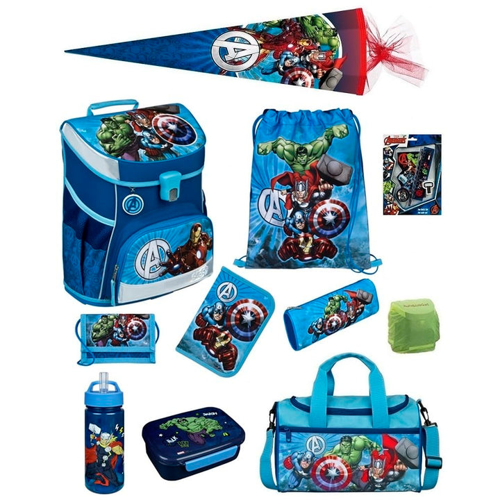 Familando Avengers Schulranzen-Set 17tlg Scooli Campus Fit mit Sporttasche Federmappe gefüllt Schult