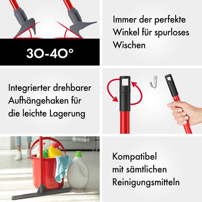Tyroler Schiebe & Zieh Wasserschieber Bodenabzieher | 44cm Silikonkopf Abzieher Boden | Wasserschieb