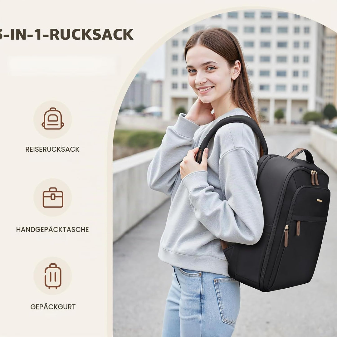 Reiserucksack für Damen und Herren,Handgepäck Laptop Rucksack 17.3 Zoll, Gross Schultasche Travrl Ba