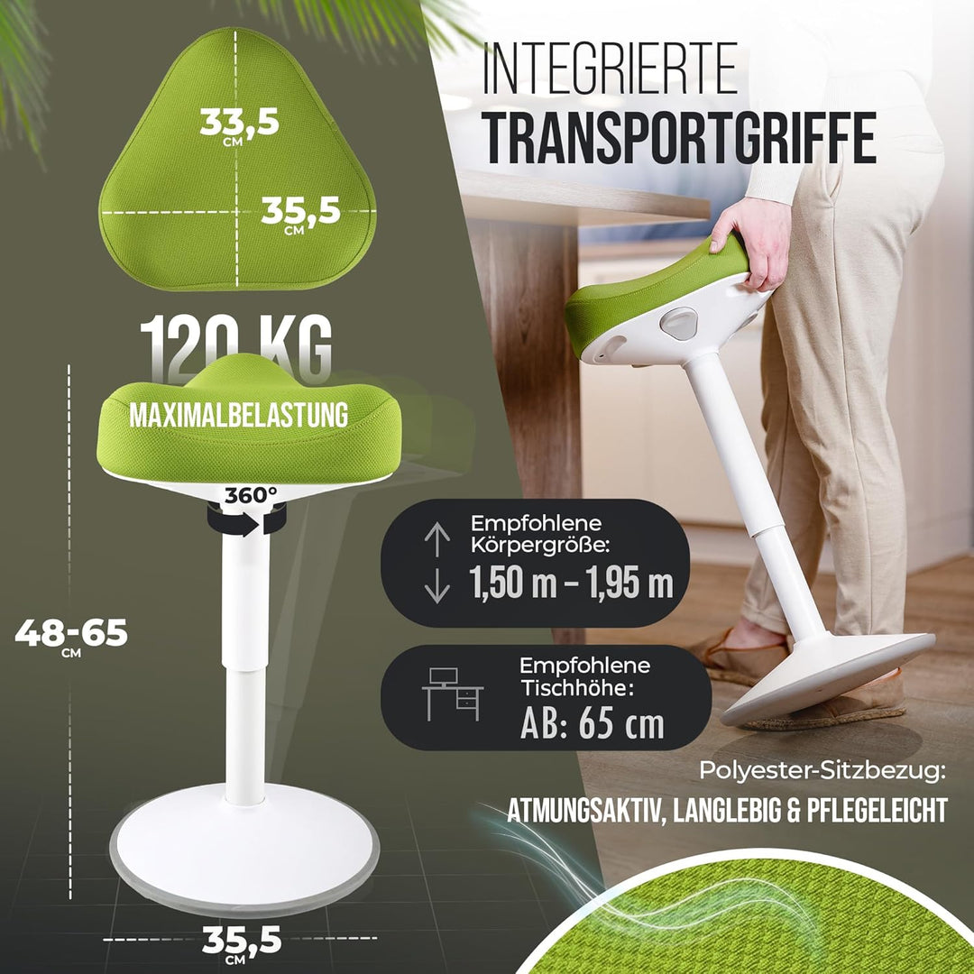 SH-01S Bürohocker Ergonomisch [IGR Zertifiziert] | Sitzhocker ergonomisch höhenverstellbar [47-65 cm