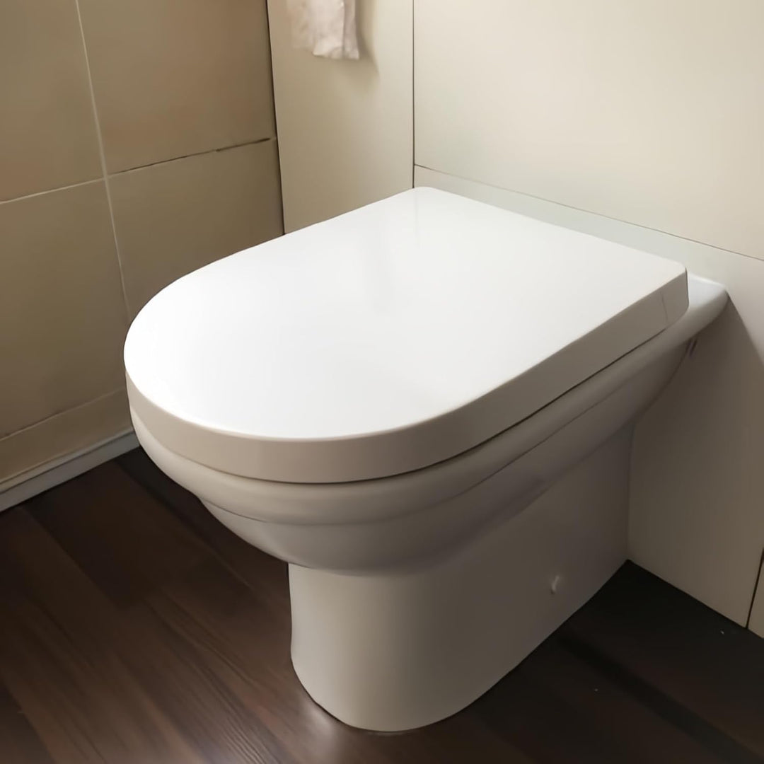 Toilettendeckel mit Absenkautomatik, WC Sitz D Form，Quick-Release Funktion für einfach Reinigung, We