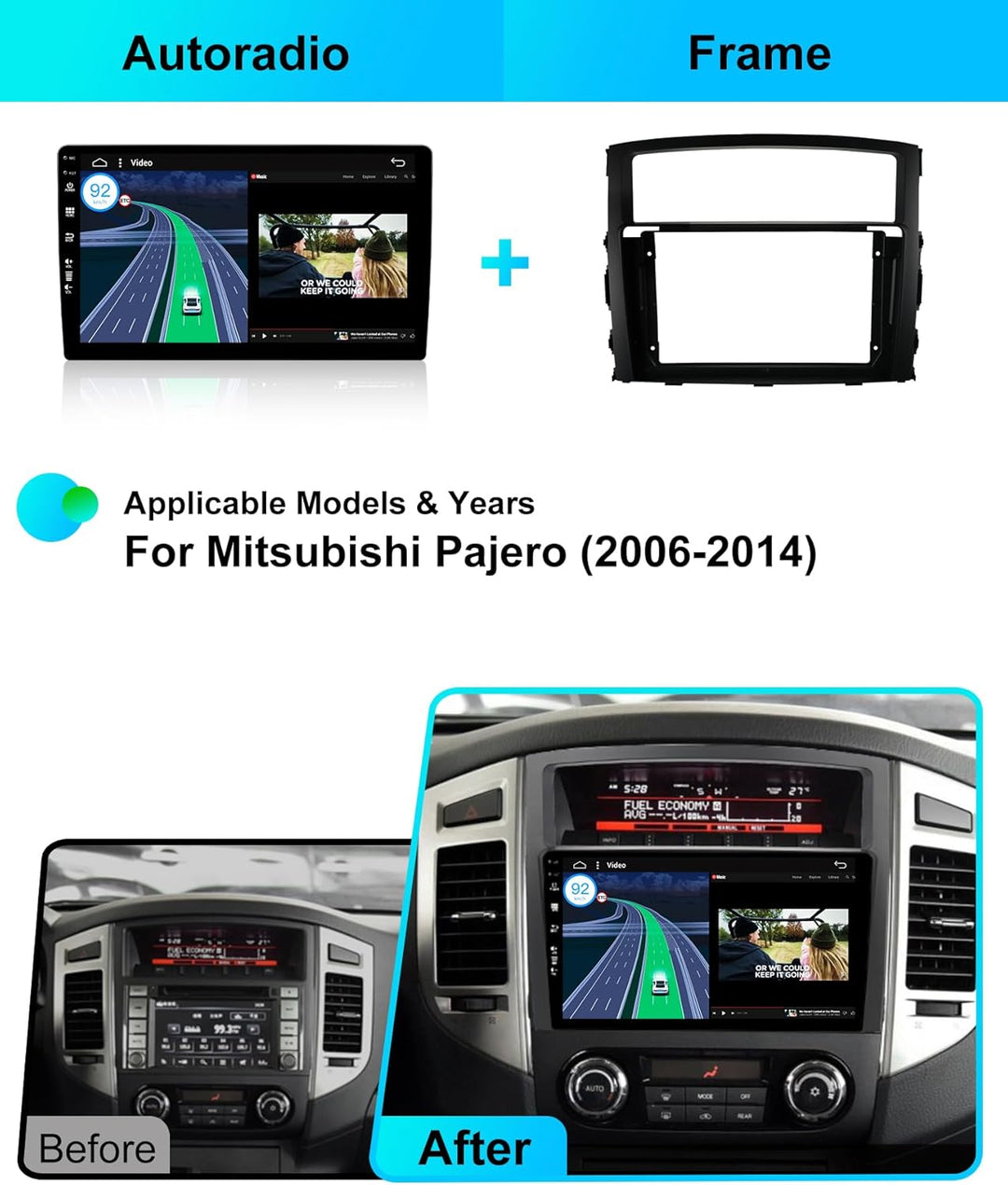JOYX Android 15 IPS Autoradio Passt für Mitsubishi Pajero 4 V80 V90 (2006-2014) - Eingebautes CarPla