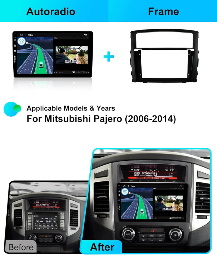 JOYX Android 15 IPS Autoradio Passt für Mitsubishi Pajero 4 V80 V90 (2006-2014) - Eingebautes CarPla