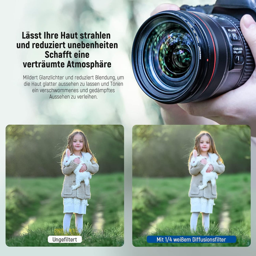 NEEWER 52mm weicher weisser Diffusion 1/4 Filter Weisse Diffusion Träumerischer Kinoeffekt, ultradün