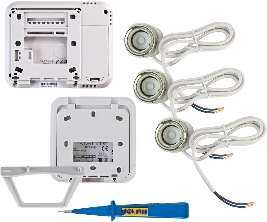 SALUS Controls Heizung Einzelraumregelung Digitaler Funk Raumthermostat mit Empfänger, 3X Stellantri