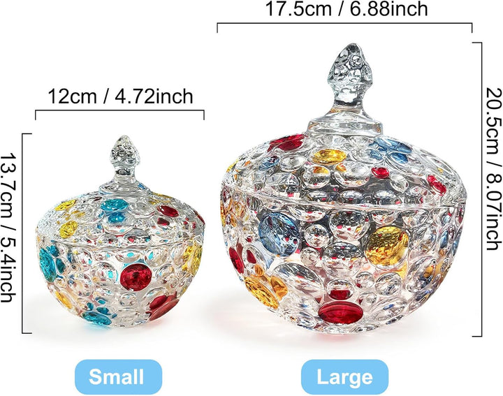 Bonbonglas Keksglas Mit Deckel, Colorful Kristall SüssIgkeiten Glas, Bonbongeschirr Zuckerdose, Deko