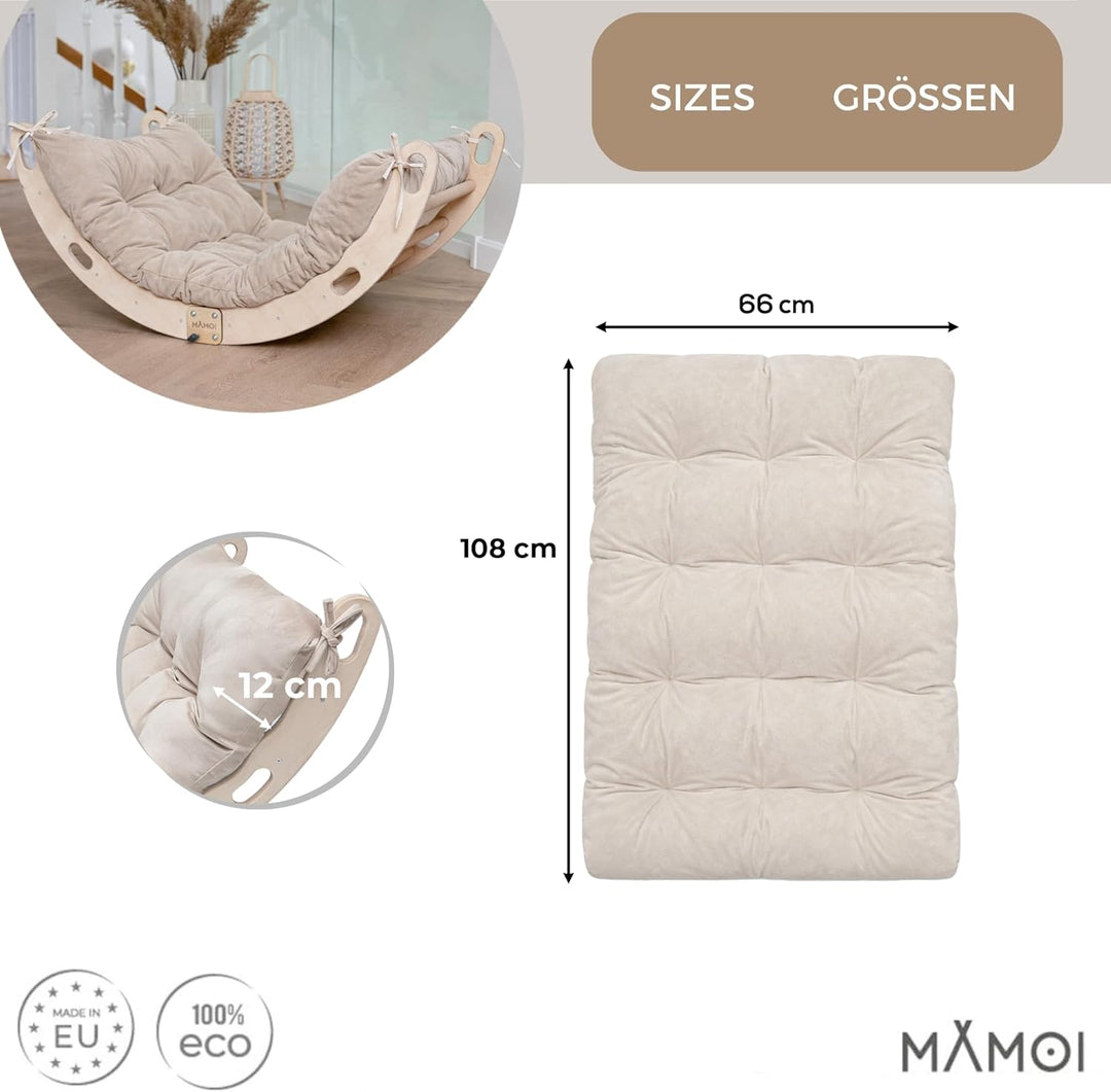 MAMOI® Kletterbogen mit Kissen | Kissen aus Baumwolle | Klettergerüst aus Holz | Kletterdreieck | Ho