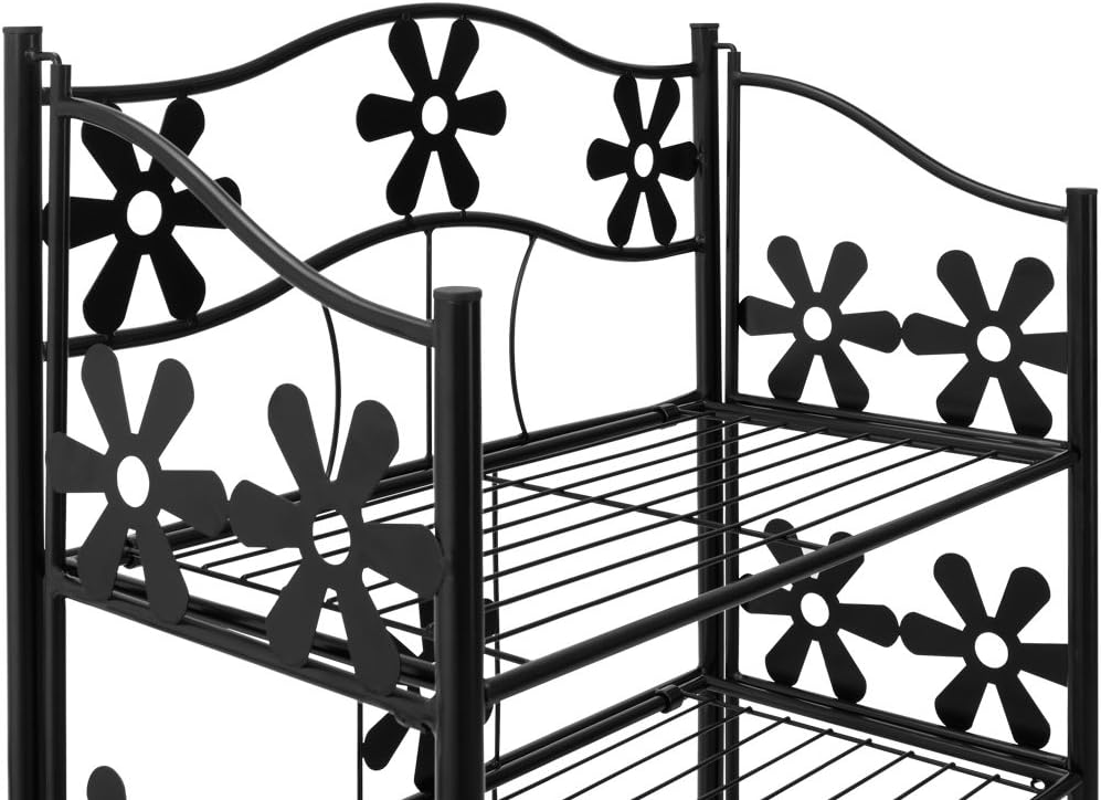 Deuba Blumenregal Metall Schwarz 3 Etagen Balkon Outdoor Indoor Blumenständer Pflanzenständer Blumen