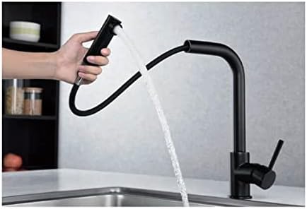 IMEX Malta Küchenarmatur mit herausziehbarer Dusche, Wasserhahn für Spüle, Einhebelmischer, Schwarz