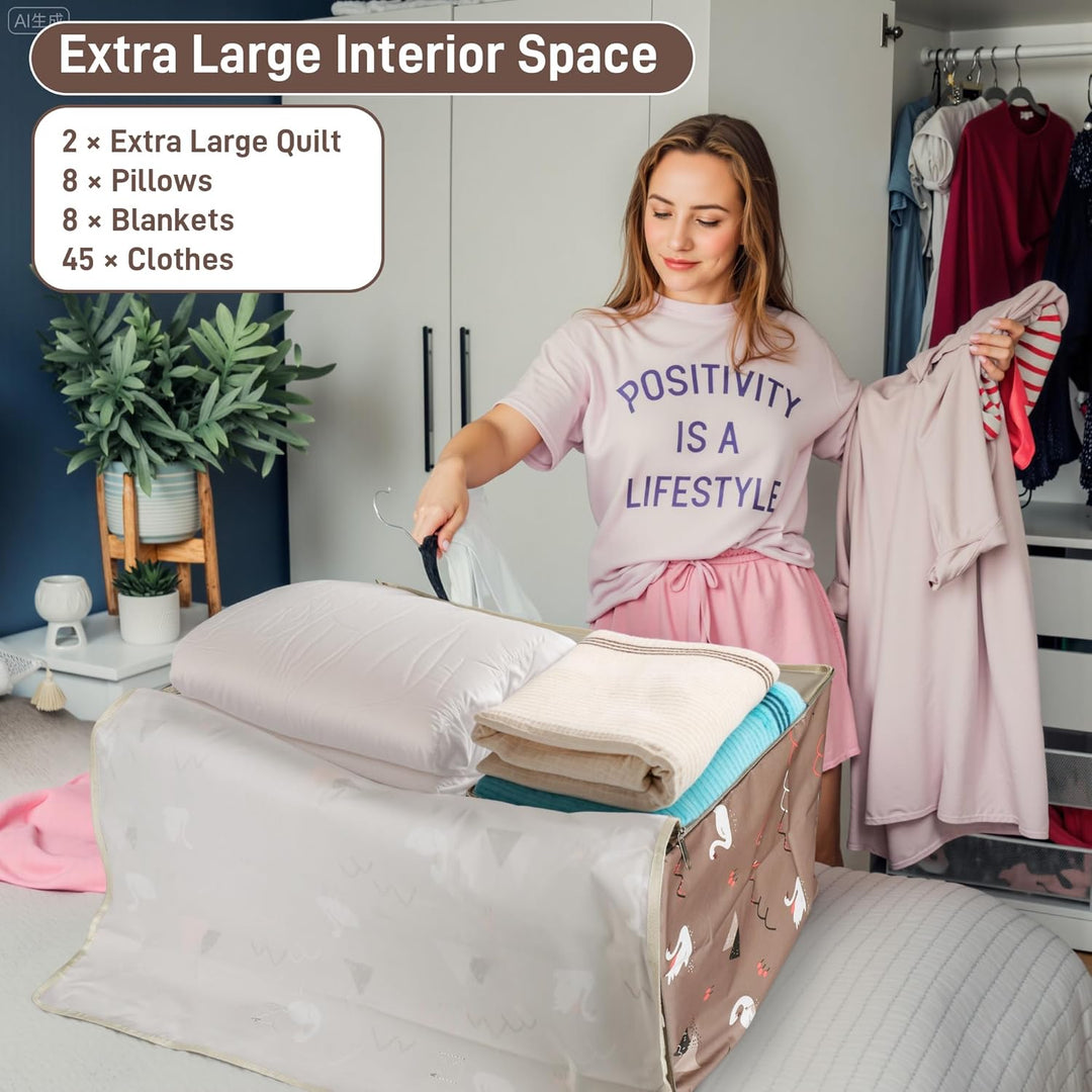 2 Stück Aufbewahrungstasche Gross, 105L Aufbewahrungstasche mit Reissverschluss, 600D Oxford Storage