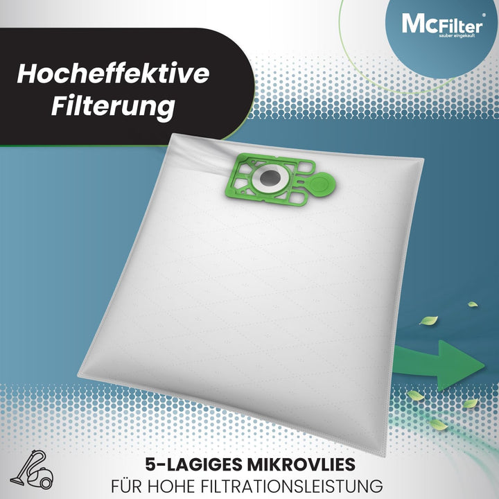 McFilter | 10 Staubsaugerbeutel geeigent für Numatic Harry, Henry, Hetty, James, Junior NVM-1CH Stau