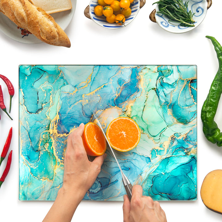 Glasschneidebrett 40×30cm – Hygienisches Schneidebrett aus gehärtetem Glas – Hitzebeständig, Kratzfe