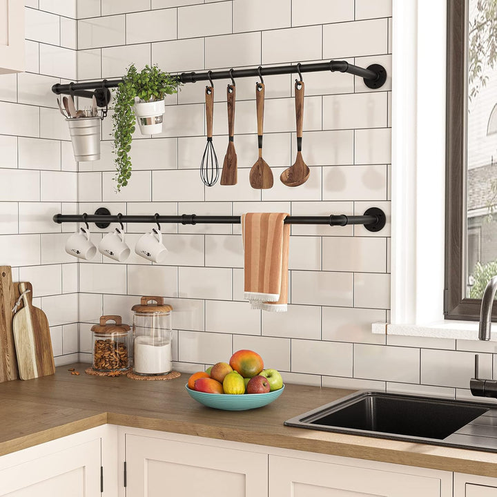 HOOBRO Industrierohr Kleiderstangen 2er Set, 104 cm Garderobenstangen Wandmontage, Abnehmbare Kleide
