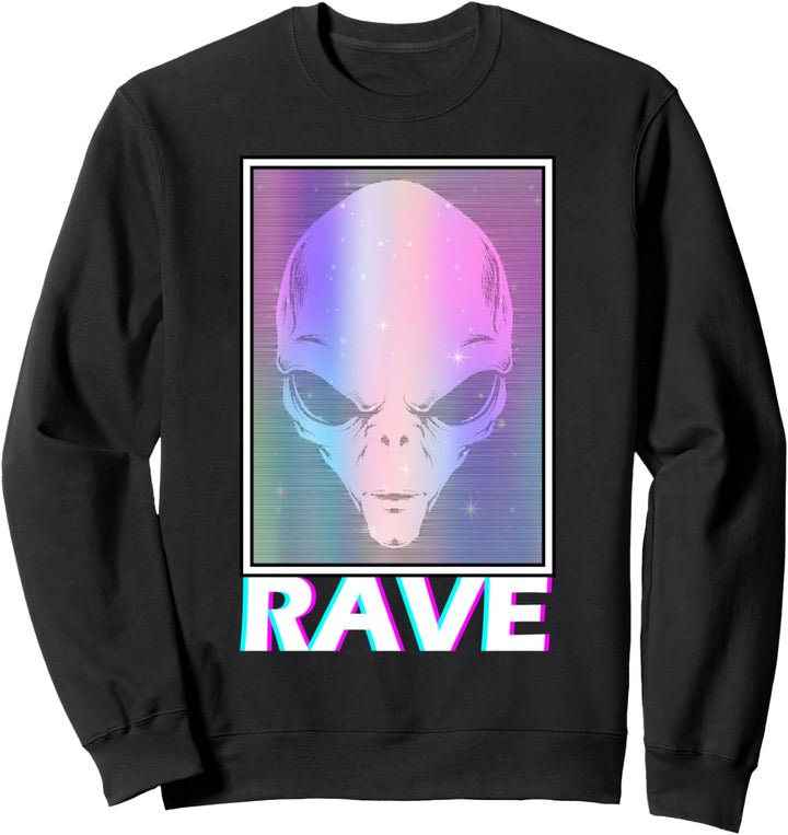 Alien Rave Vaporwave Aesthetic 80er 90er Alien Techno Rave Sweatshirt