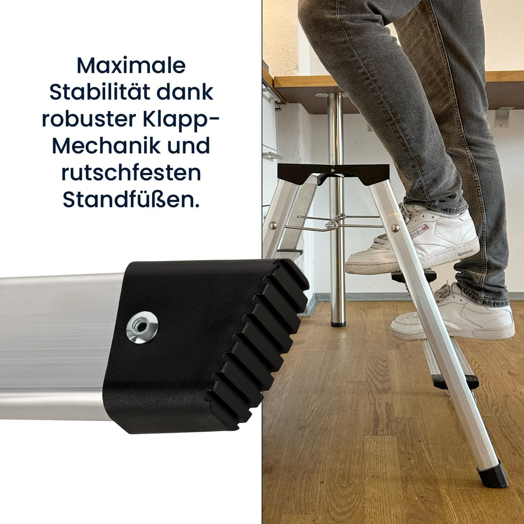 flexilife Tritthocker - Tritt Hocker Aluminium - Tritthocker klappbar - Hocker klappbar bis 150 kg b