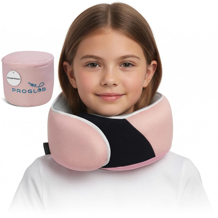 Proglobe Junior Nackenkissen für Kinder - Ergonomisches Reisekissen aus Memory-Schaum für Auto, Flug