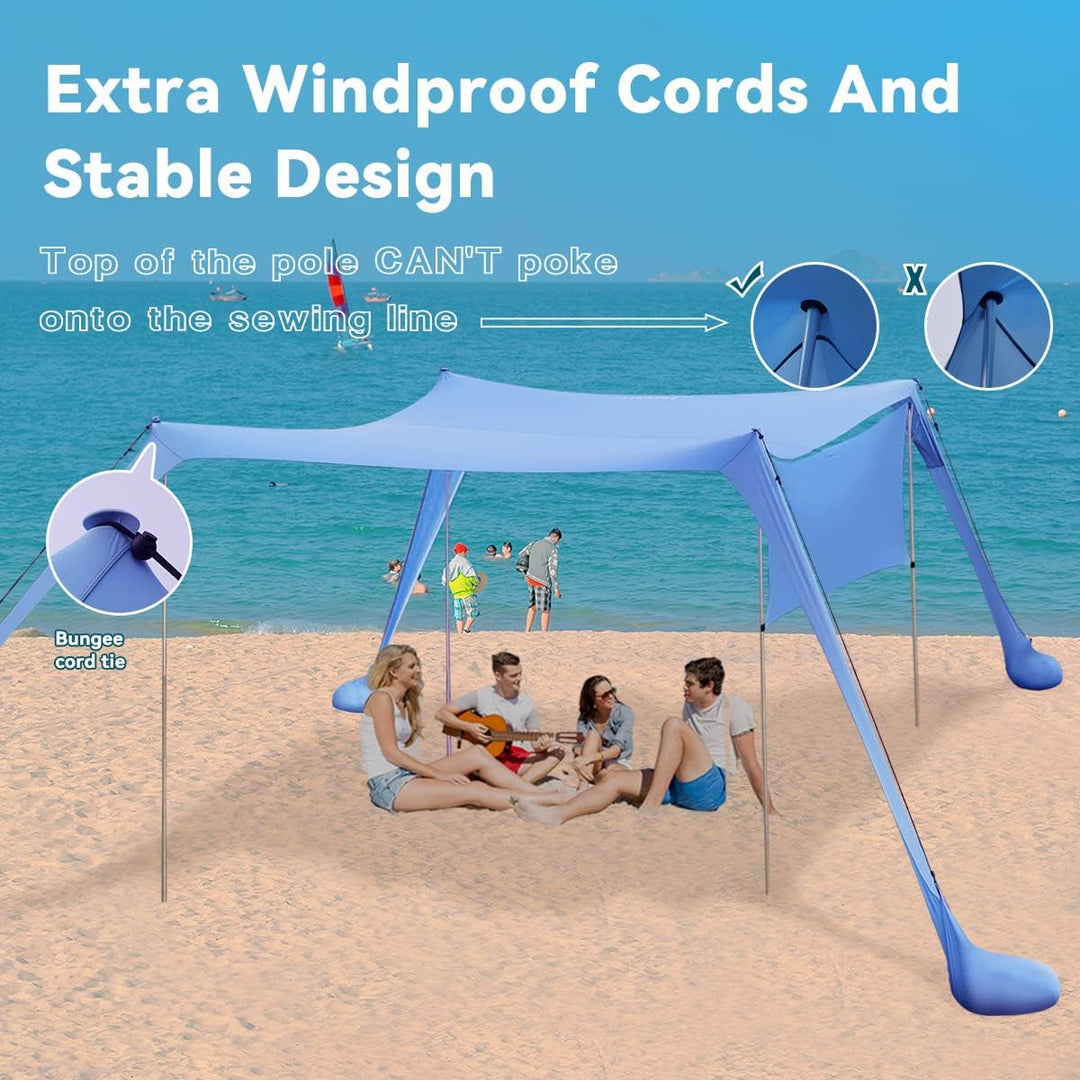 Strandzelt Sonnenschutz Strand zelte strandmuschel Muschel UPF50+ mit Sandschaufel, Erdnägeln und St