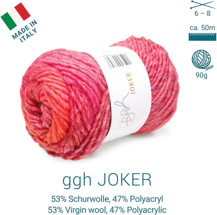 ggh Joker Box - 6 Knäuel - Schurwolle Mischung mit Farbverlauf - Wolle zum Stricken oder Häkeln Farb