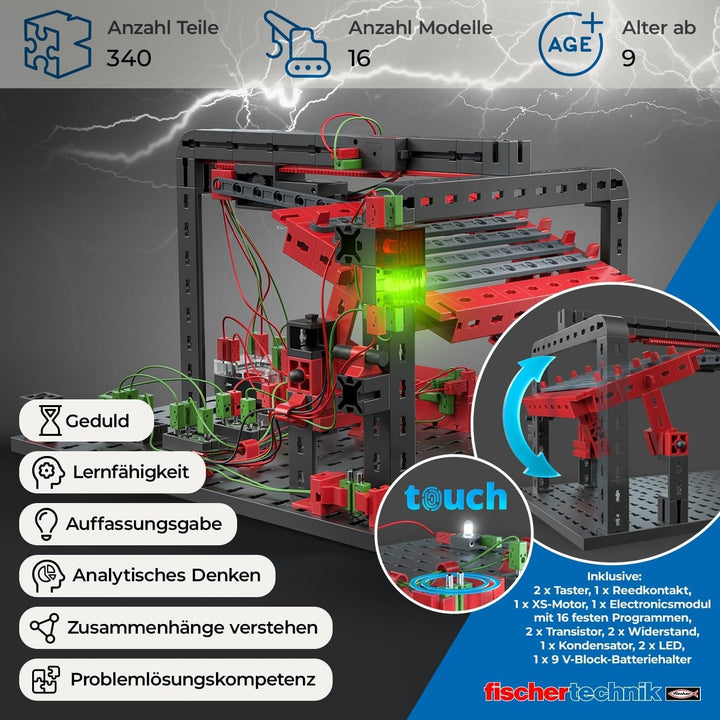 fischertechnik 559883 PROFI E-tronic – Elektronik Bausatz für Kinder ab 9 Jahren, Experimentierkaste