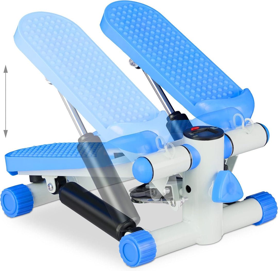 Relaxdays Stepper mit Schrittzähler, inkl. 2 Expander, Verstellbarer Widerstand, Fitnessgerät für zu