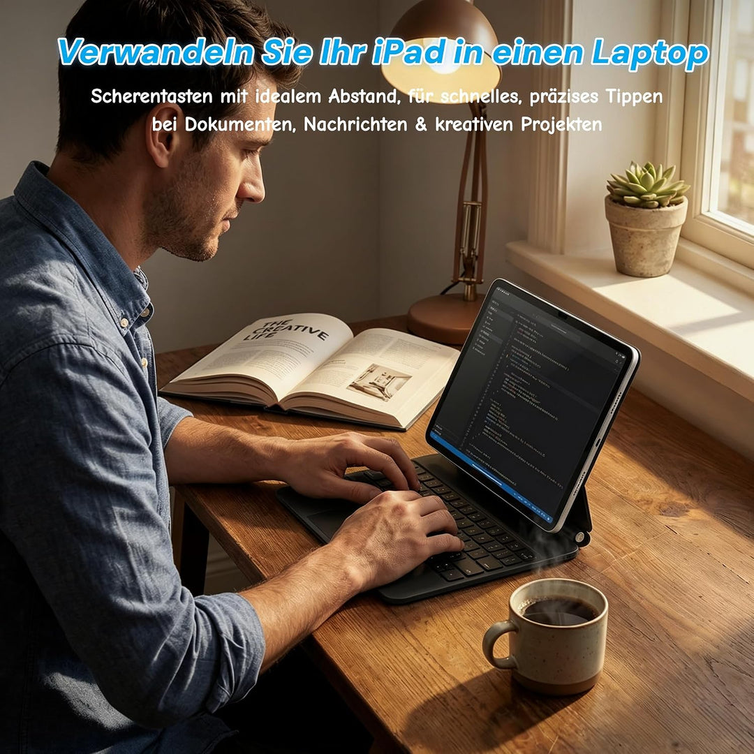 Deutsches QWERTZ Magic Keyboard Case für iPad Pro 12,9 Zoll (3., 4., 5., 6. Gen) & iPad Air 13" (M4
