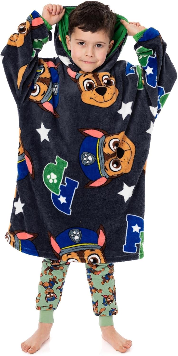 Paw Patrol Boys Oversized Blanket Hoodie | Kinder Mädchen jagen Polizei Rettung Tier Cartoon Grau Vu