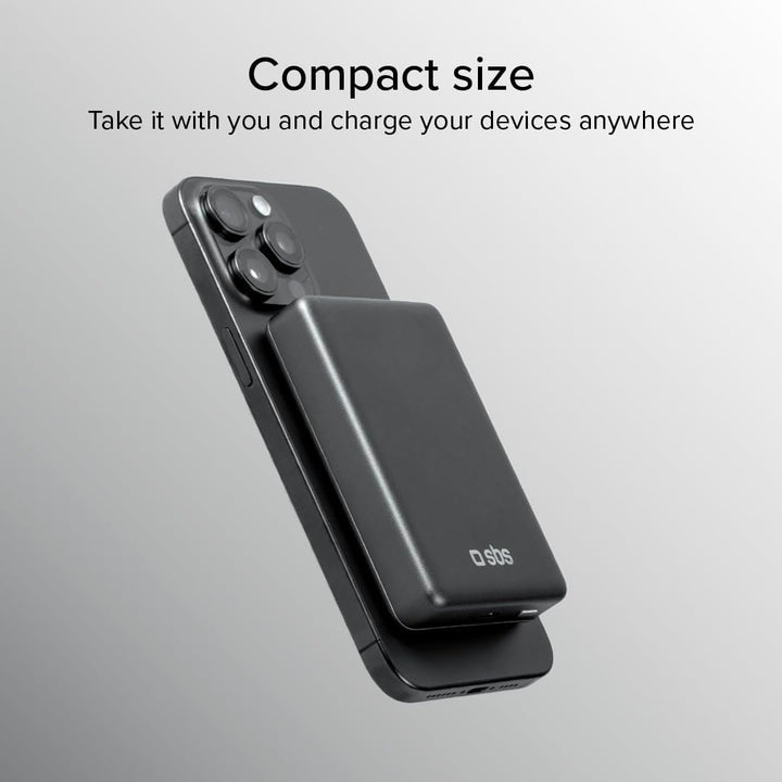 SBS PowerBank 10K MagSafe, 10.000 mAh Power Delivery 20 W, 15 W kabelloses Laden, magnetisch, Status