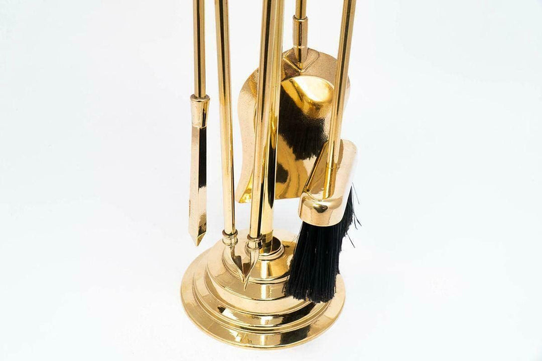 Ofenbesteck Kaminbesteck 5 teilig Gold Messing Massiv Höhe :73 cm Kaminzubehör Antik Stil Barock Jug