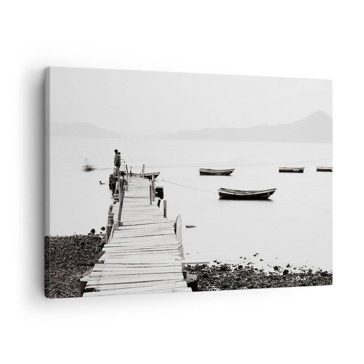Bilder auf Leinwand Fussgängerbrücke See hongkong Leinwandbild 70x50cm Wandbilder Dekoration Wohnzim