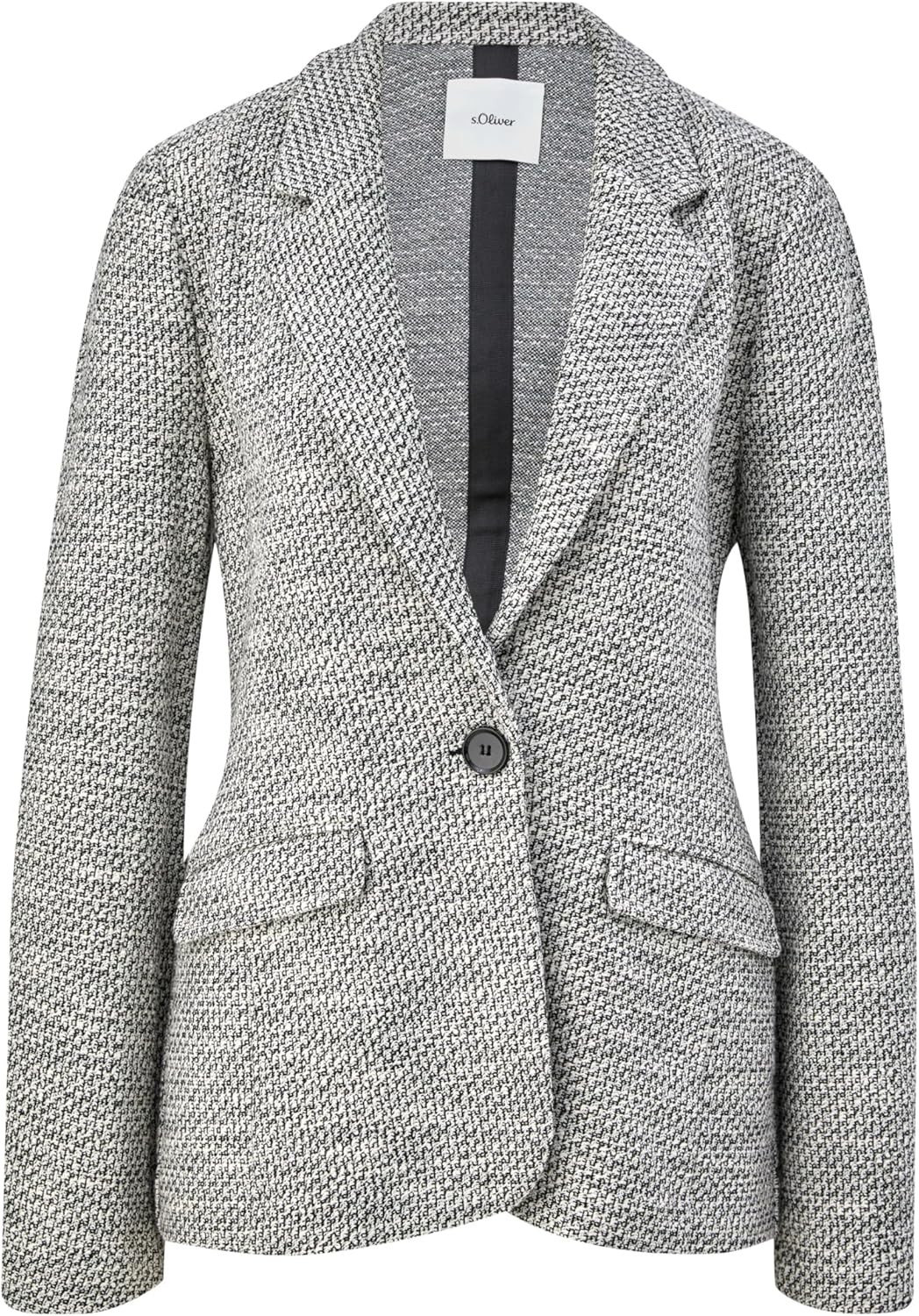 s.Oliver Bouclé-Blazer aus Baumwollmix 40 99x1 Schwarz, 40 99x1 Schwarz