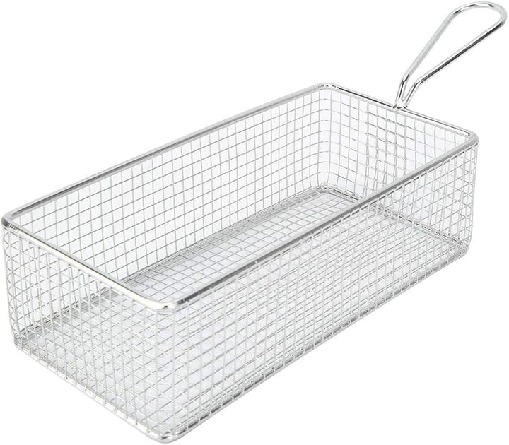 Frittierkorb mit Griff, 21,5 x 10,6 x 6,6 cm Rechteckig Klein Frittierkörbchen Silber Edelstahl Pomm