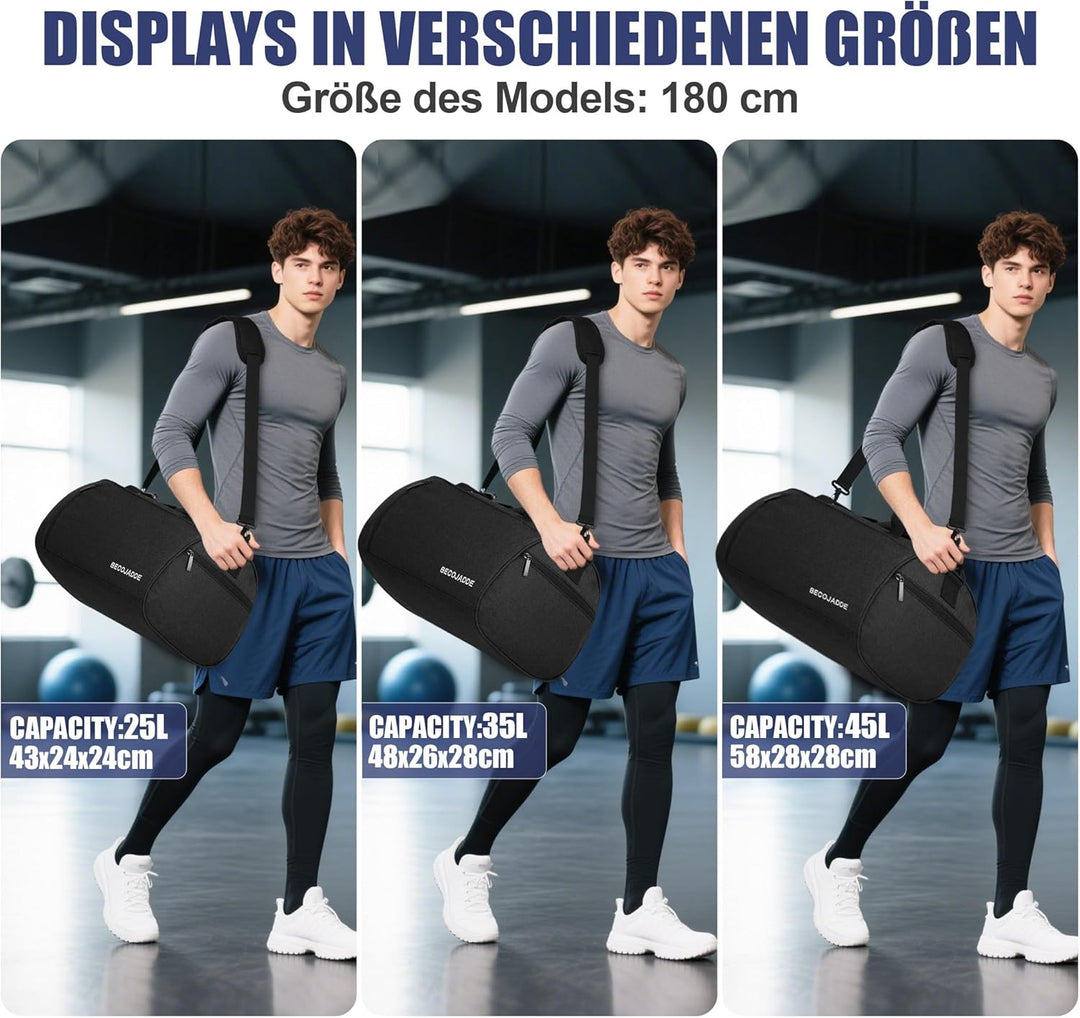 Sporttaschen für Damen und Herren, 35L Reisetasche Duffel Bag Übernachtungstasche mit Schuhfach &amp; Na