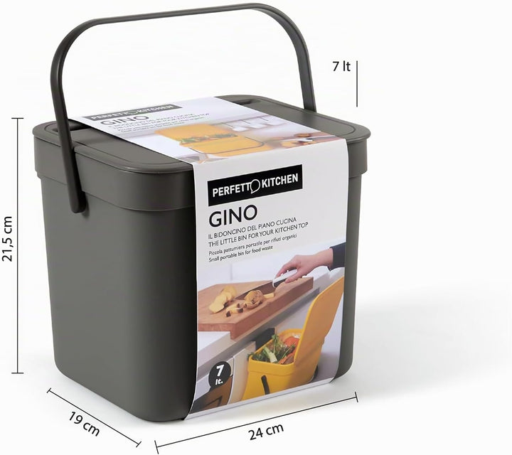 Gino Organischer Abfalleimer, 7 l, Anthrazit anthrazit 7 lt, anthrazit 7 lt