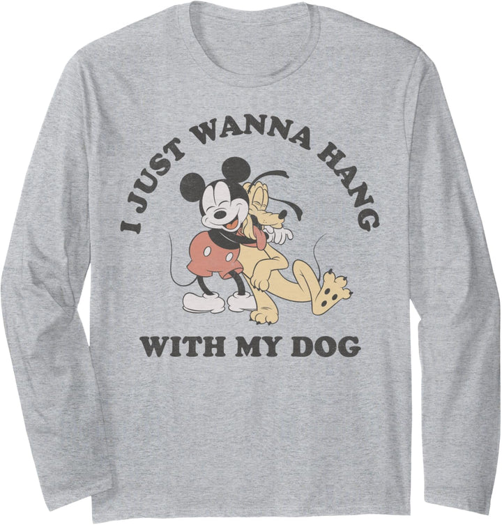 Disney Mickey And Friends I Just Wanna Hang With My Dog Langarmshirt