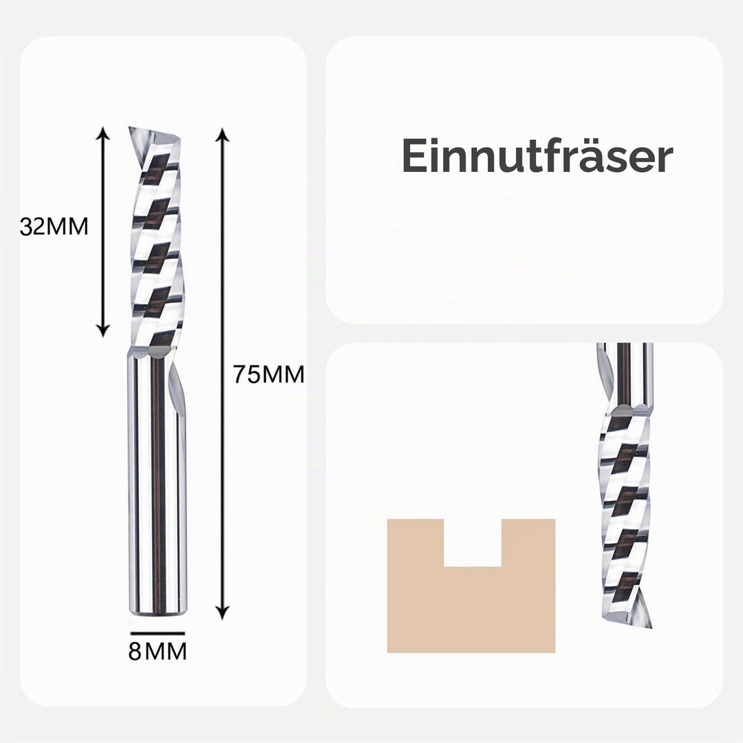 SpeTool 2 Stück Alu Fräser 8mm Schaft Einschneider VHM Fräser 32mm Schnittlänge Hartmetall Schaftfrä