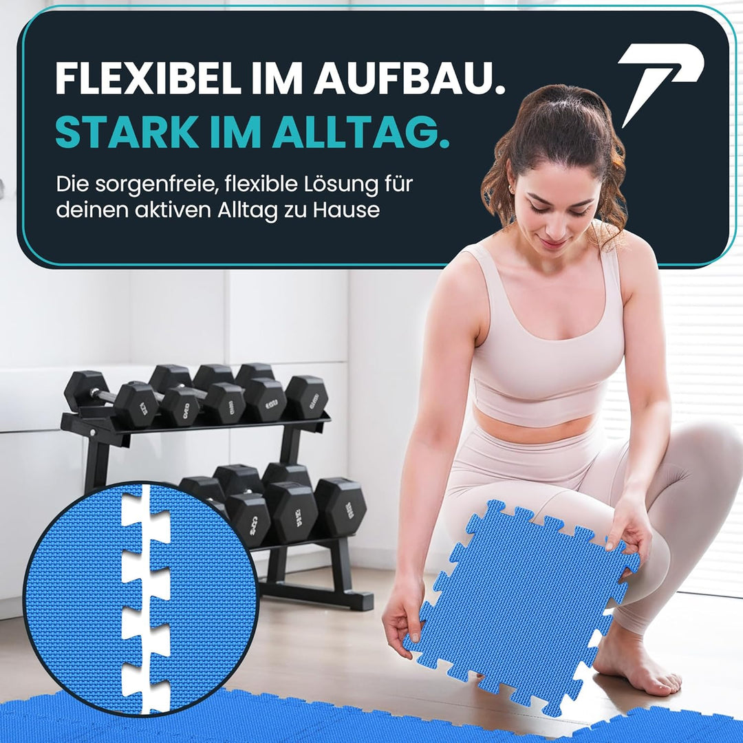 Bodenschutzmatte Fitness【Set mit 21 Matten】EVA Fitnessmatte rutschfest - Sportmatte Gymnastikmatte P