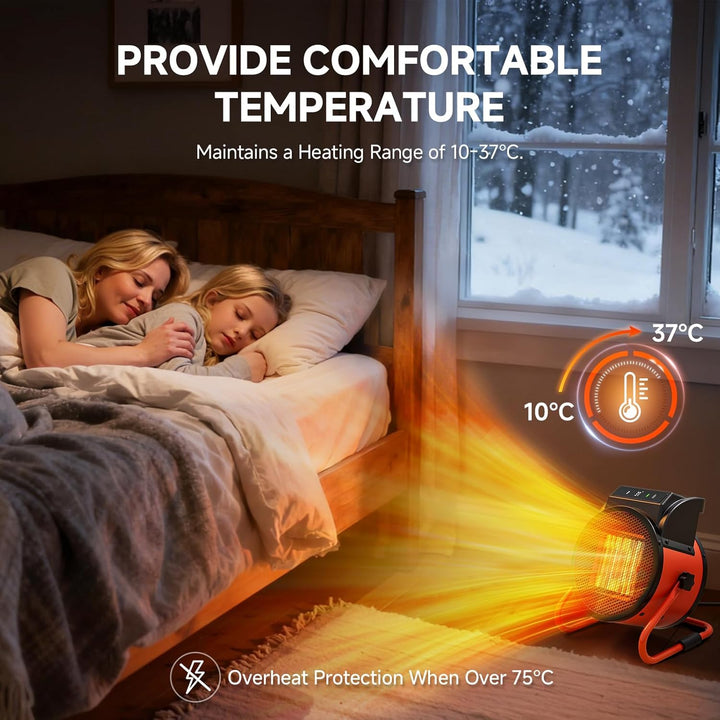 Keramik Heizlüfter mit Fernbedienung, 2000W Elektroheizer mit digitalem Thermostat 24h Timer, 3Heizs