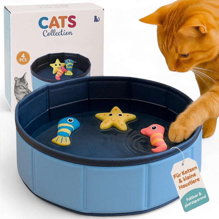 Swimmingpool Schwimmbecken für Katzen Katzenpool Katzenplanschbecken Katzenbadewanne, Faltbarer -Kat