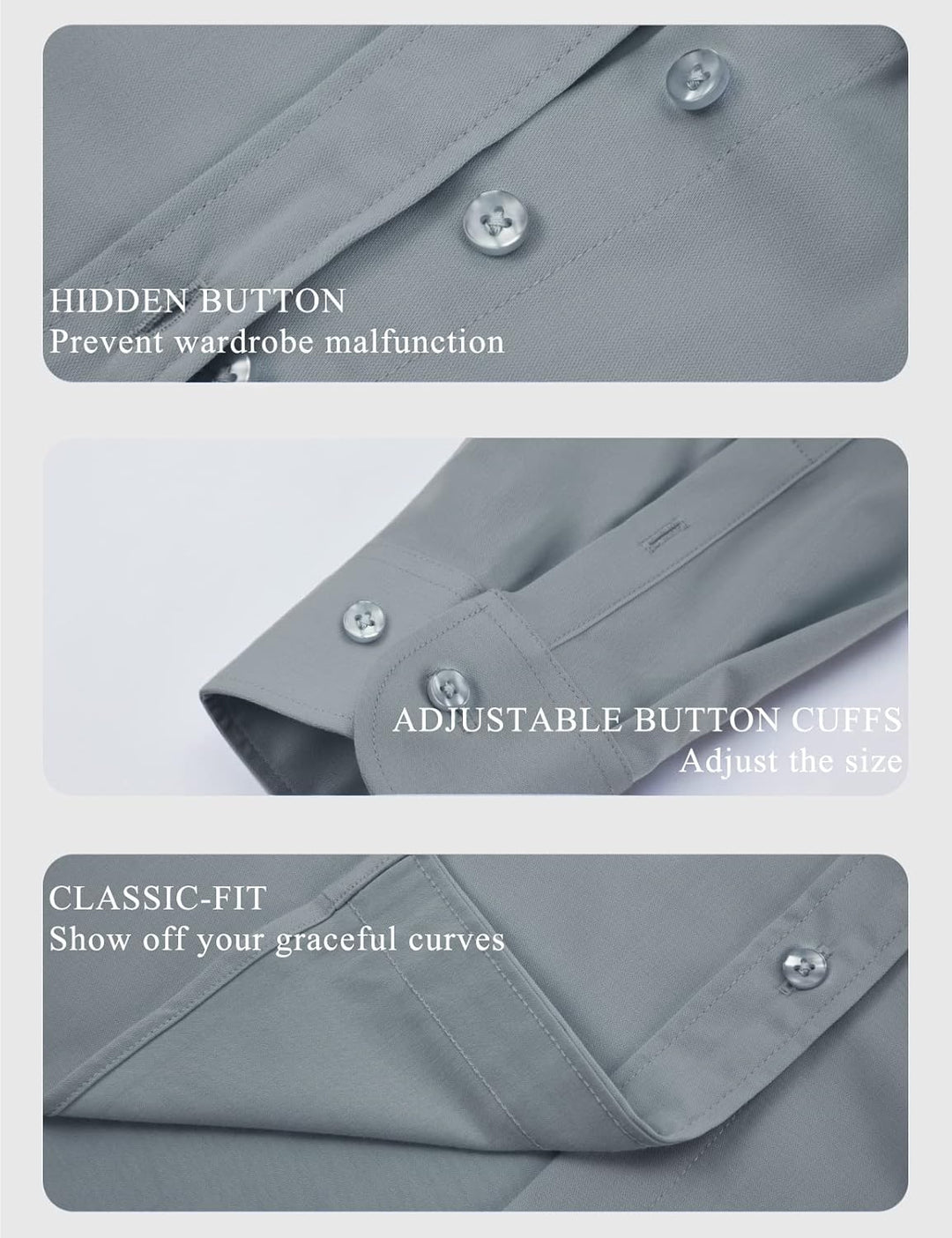 Tapata Damen Button Down Shirts Klassisch Fit Lange Ärmel Blusen Stretch Tops für Arbeit Business Ca