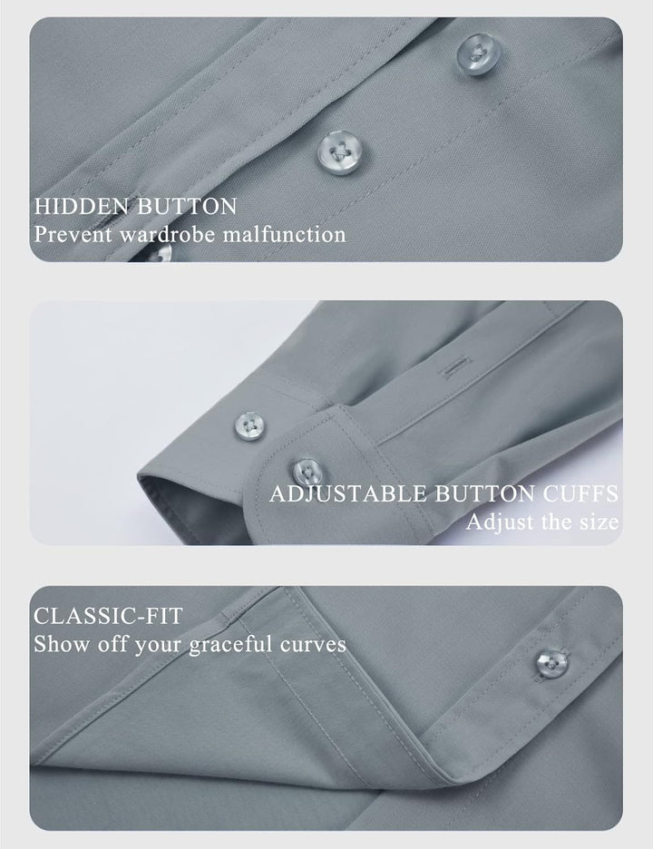 Tapata Damen Button Down Shirts Klassisch Fit Lange Ärmel Blusen Stretch Tops für Arbeit Business Ca