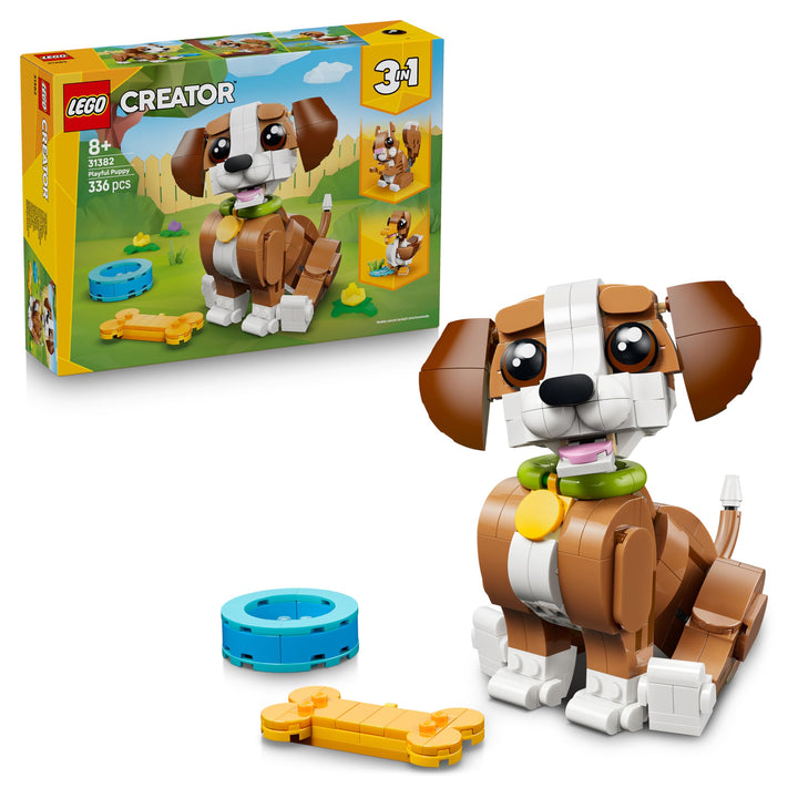 LEGO Creator 3-in-1-Set Niedliche Tiere: Verspielter Welpe - Hunde Spielzeug Hund Bauset - Konstrukt