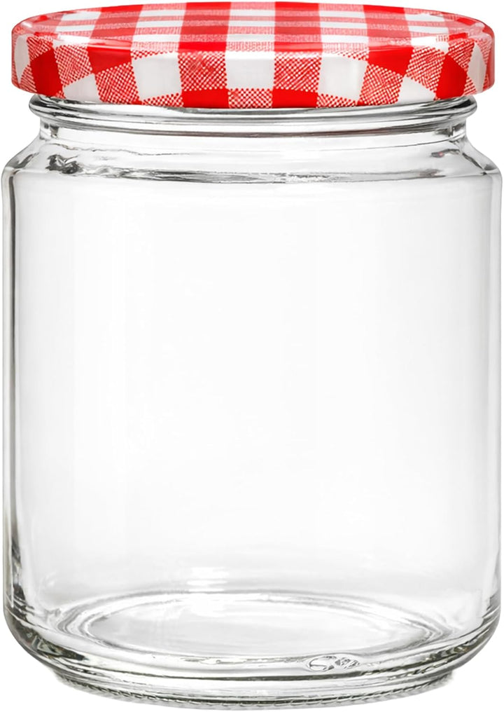 Vitrea 200x Marmeladengläser 275 ml - mit Deckel Rot Kariert TO 66 - Einmachgläser zum befüllen mit