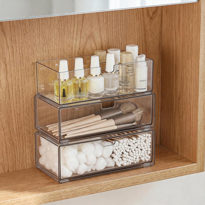 3-Set Schminktisch Organizer mit Schublade, Spiegelschrank Organizer 3er-Set, 3er-Set