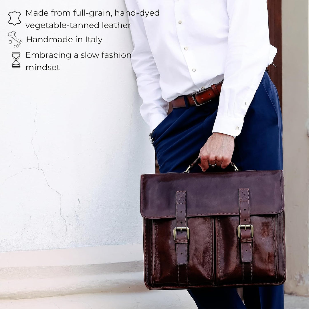 Time Resistance Leder Aktentasche Handgefertigte Umhängetasche Laptop Tasche für bis zu 15 Zoll Lapt
