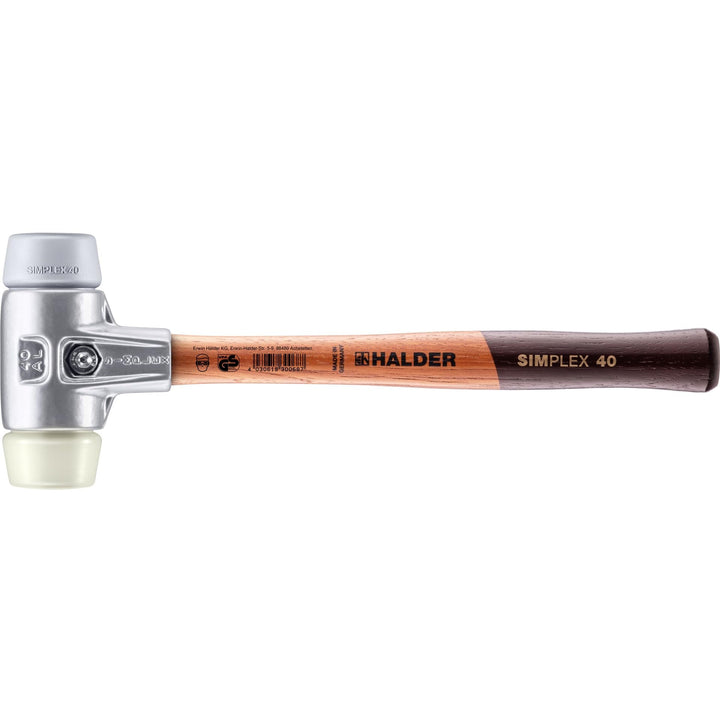 SIMPLEX-Schonhammer, TPE-mid/Nylon; mit Aluminiumgehäuse und hochwertigem Holzstiel | D=40 mm | 3138