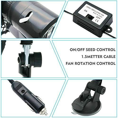 Autolüfter, Riloer 12 / 24V Tragbarer leiser Lüfter für Reise-Camping, mit Zigarettenanzünderstecker